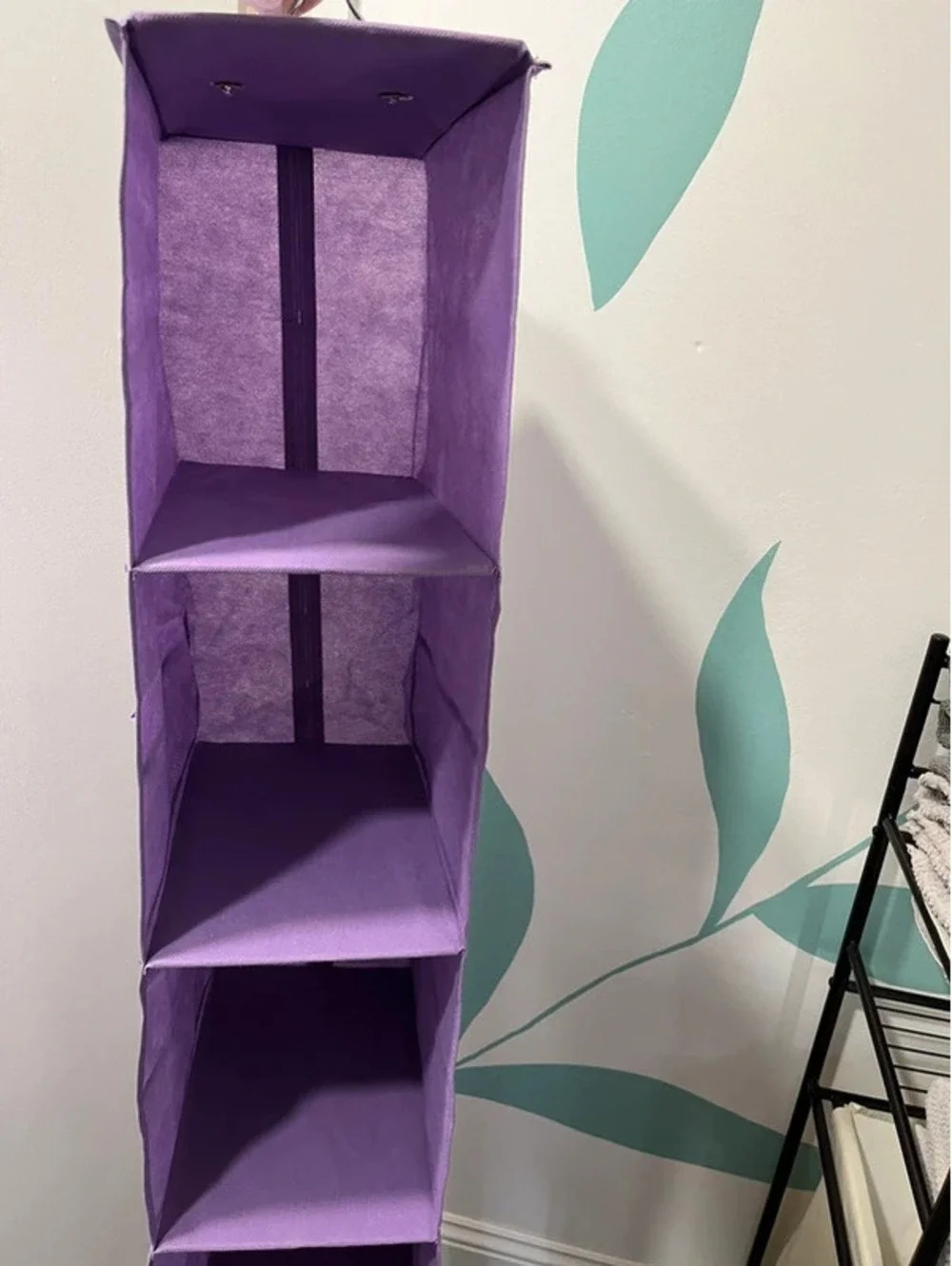 Purple hanging shelf shoe organizer storage